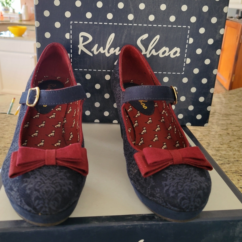 Navy and Burgundy Heels